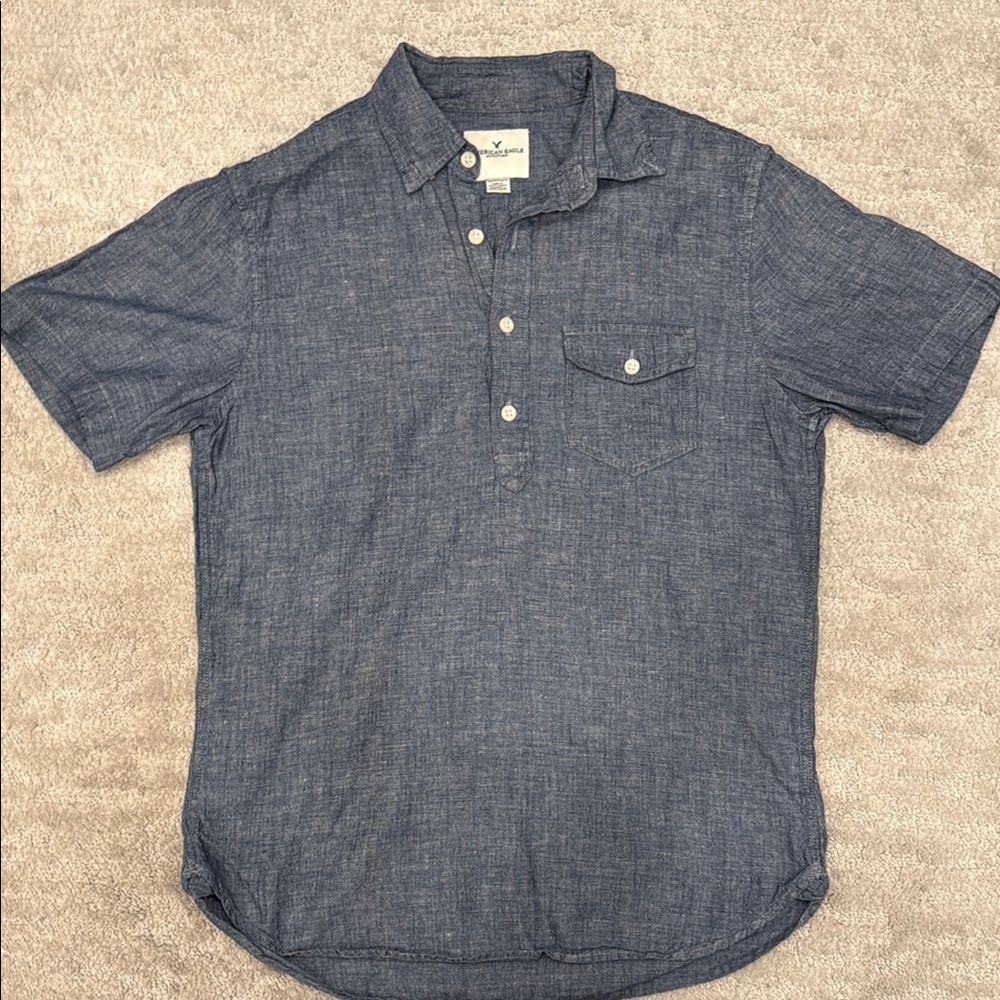 American Eagle Outfitters Blue Casual Button Down Shirt
